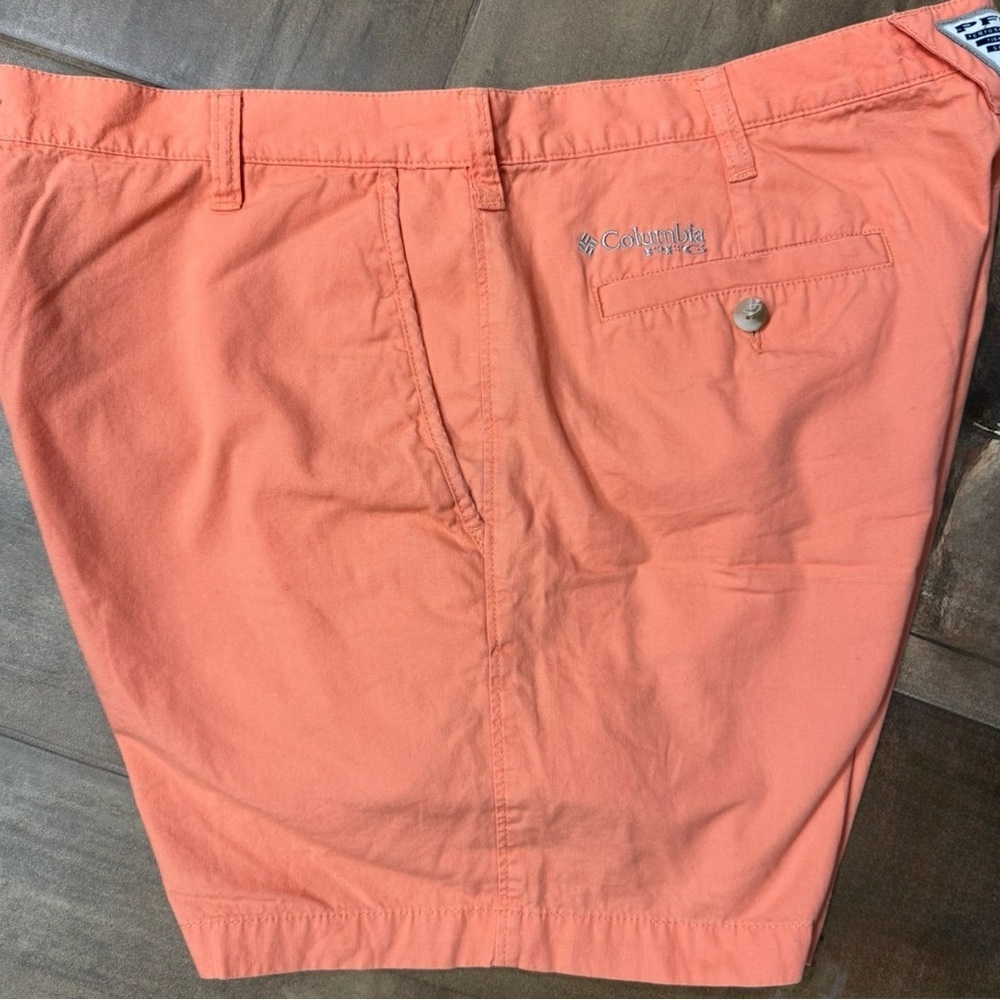 Columbia PFG Fishing Shorts Men 38 Salmon Orange Cotton Flat Front - Picture 4 of 6